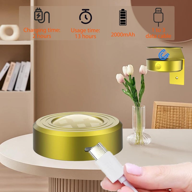 VIGMOJ 3 قطع ضوء رسم بالبطارية مع جهاز تحكم عن بعد، 16 لون RGB مغناطيسي LED بقعة ضوء لعرض إطار الصورة، ديكور حائط منزلي، ذهبي - Image 4